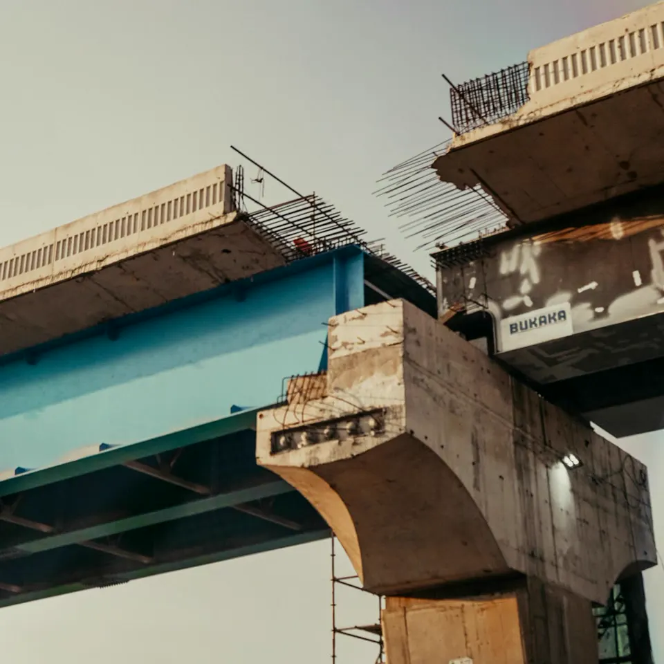 Two sections of a bridge that do not meet